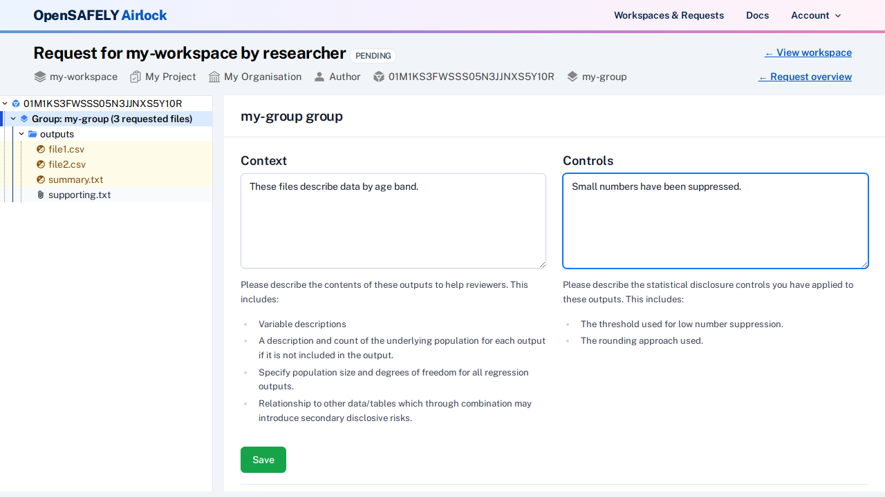 Add context and controls to a file group